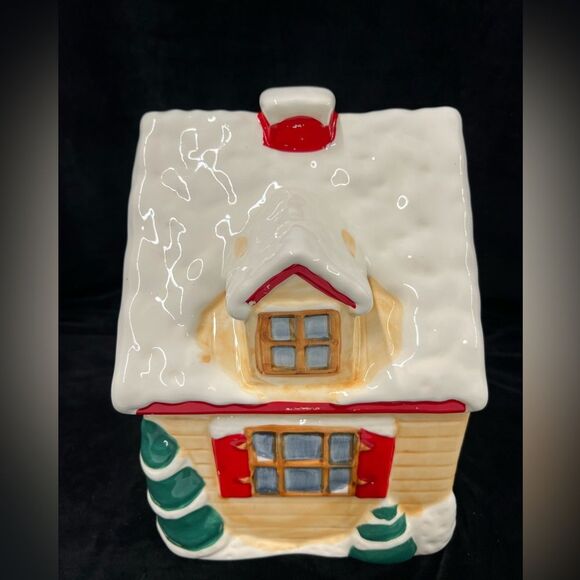 Vintage Christmas cottage cookie jar - Picture 3 of 8